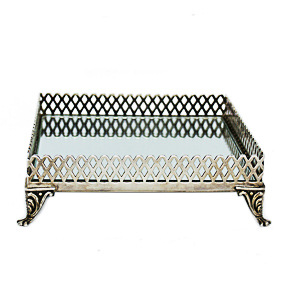Boleira de Prata Quadrada com Espelho 15x15