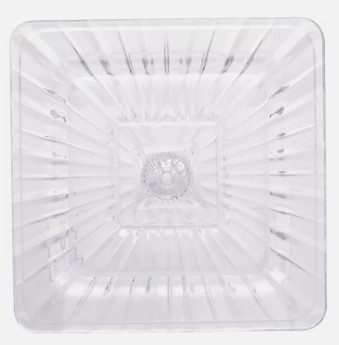 Boleira de Cristal Quadrada Frisada sem pé 28x28x2,5