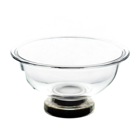 Saladeira de Vidro Redonda Funda Pé Inox 320ml