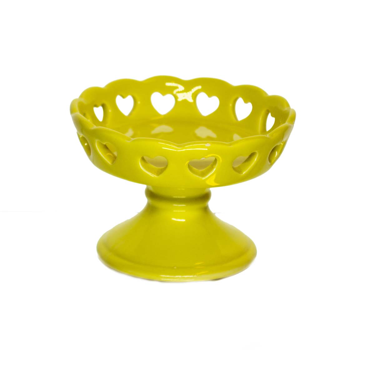 Porta Cupcake de Cerâmica Amarelo c/Coração