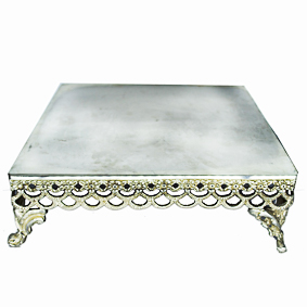Boleira de Prata Quadrada Borda Rendada M 40x40