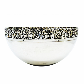 Bowl de Prata c/Borda Rendada s/Pé 27cm