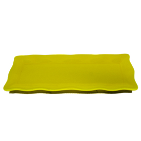 Boleira de Porcelana Retangular Ondulada Amarela 37x17x2,5