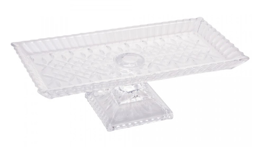 Boleira de Cristal Retangular Lys com pé 34x17 h11,00
