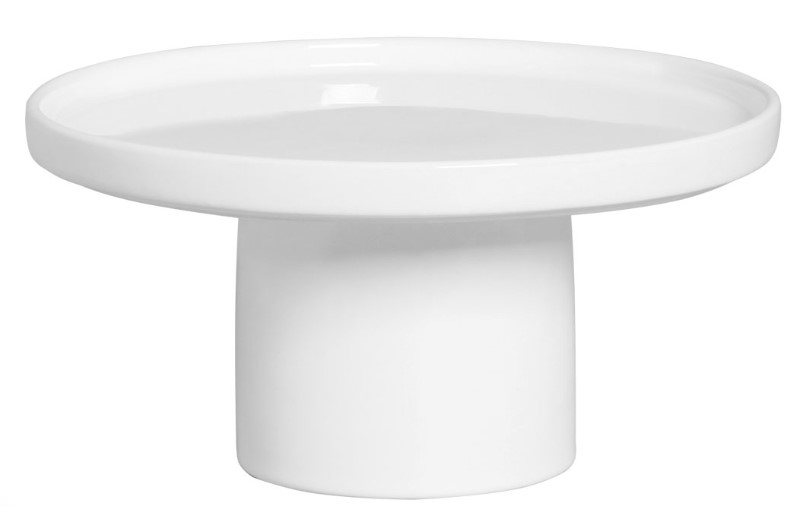 Boleira de Cerâmica Redonda Branca Lisa com pé 27x13,5