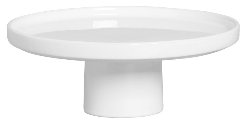 Boleira de Cerâmica Redonda Branca Lisa com pé 27x10