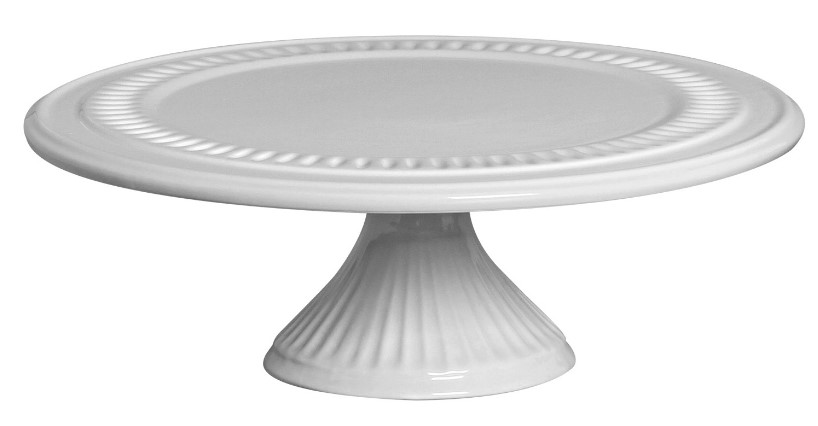 Boleira de Cerâmica Branca Frisada com pé 36,5x11,5