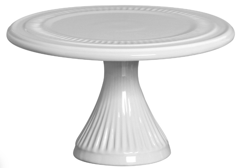 Boleira de Cerâmica Branca Frisada com pé 30,5x16