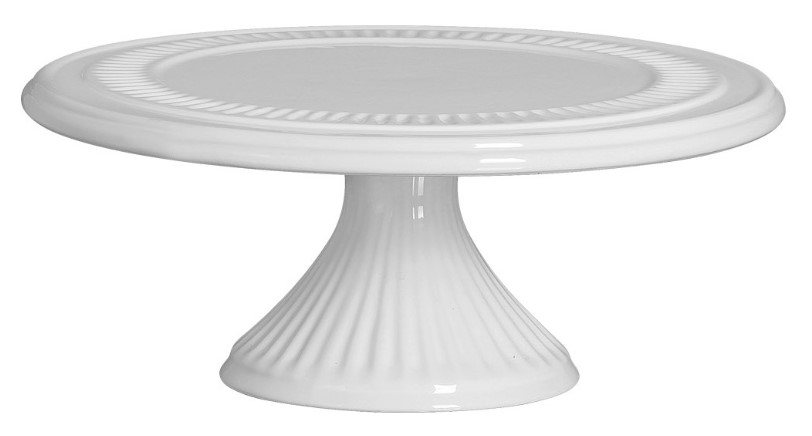 Boleira de Cerâmica Branca Frisada com pé 30,5x12,5