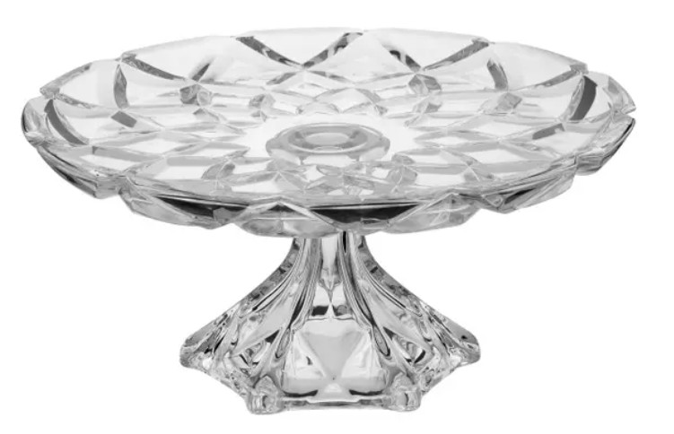 Boleira de Cristal Redonda Diamante com pé 31x13cm