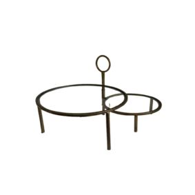 Bailarina 2 Andares Giratório Vidro e Dourado Envelhecido