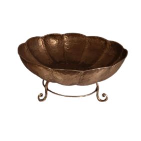 Fruteira Metal Ouro Envelhecido Pétalas com Pé G