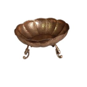 Fruteira Metal Ouro Envelhecido Pétalas com Pé P