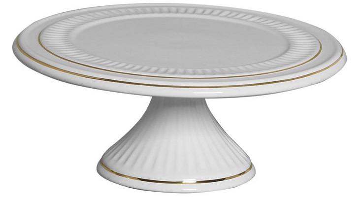 Boleira de Porcelana Redonda Branca Fio Ouro 23x10