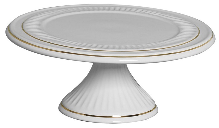 Boleira de Porcelana Redonda Branca Fio Ouro 30x12
