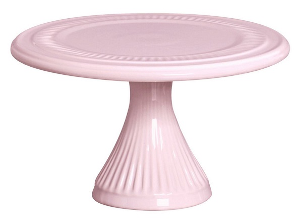 Porta Bolo de Porcelana Redondo Rosa 30x16