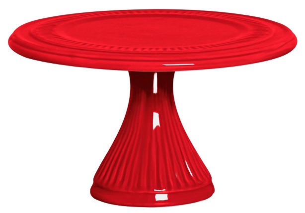 Porta Bolo de Porcelana Redondo Vermelho 30x16