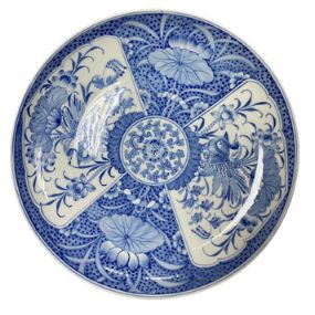 Travessa de Porcelana Azul e Branco M